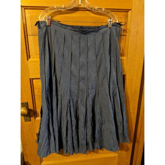 Adam Jacobs Size L large Skirt Crinkle Lined Blue Midi Long - Picture 1 of 5